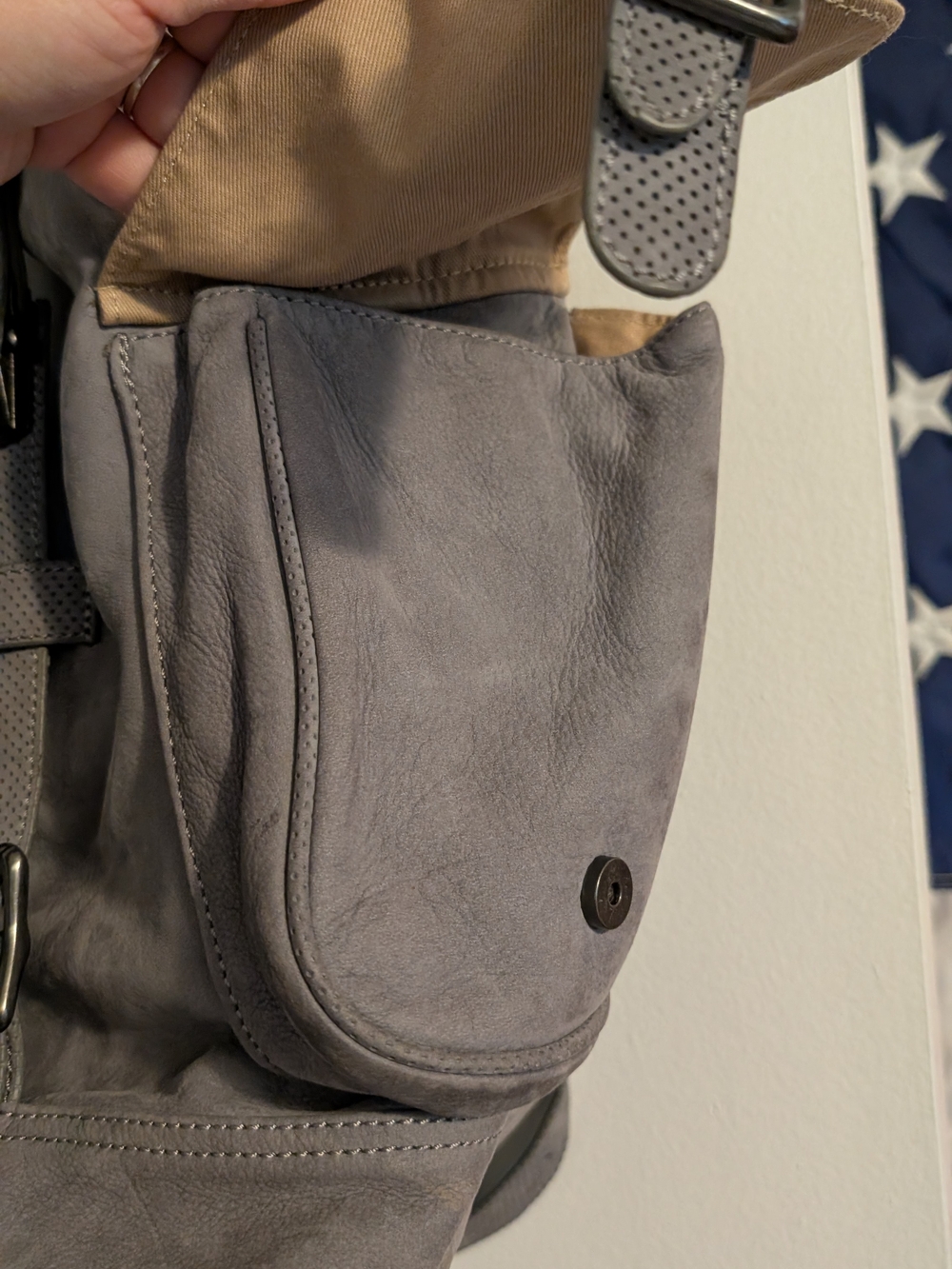 adidas Gray Suede-Style Drawstring Backpack with Buckle Straps - Picture 4 of 14